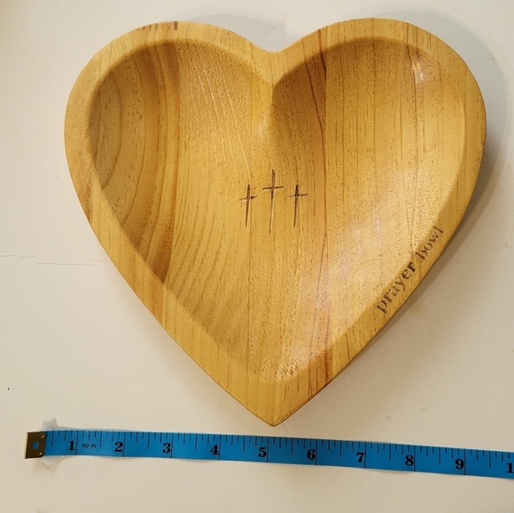 Heart-Shaped Prayer Wooden Bowl New - Picture 5 of 9